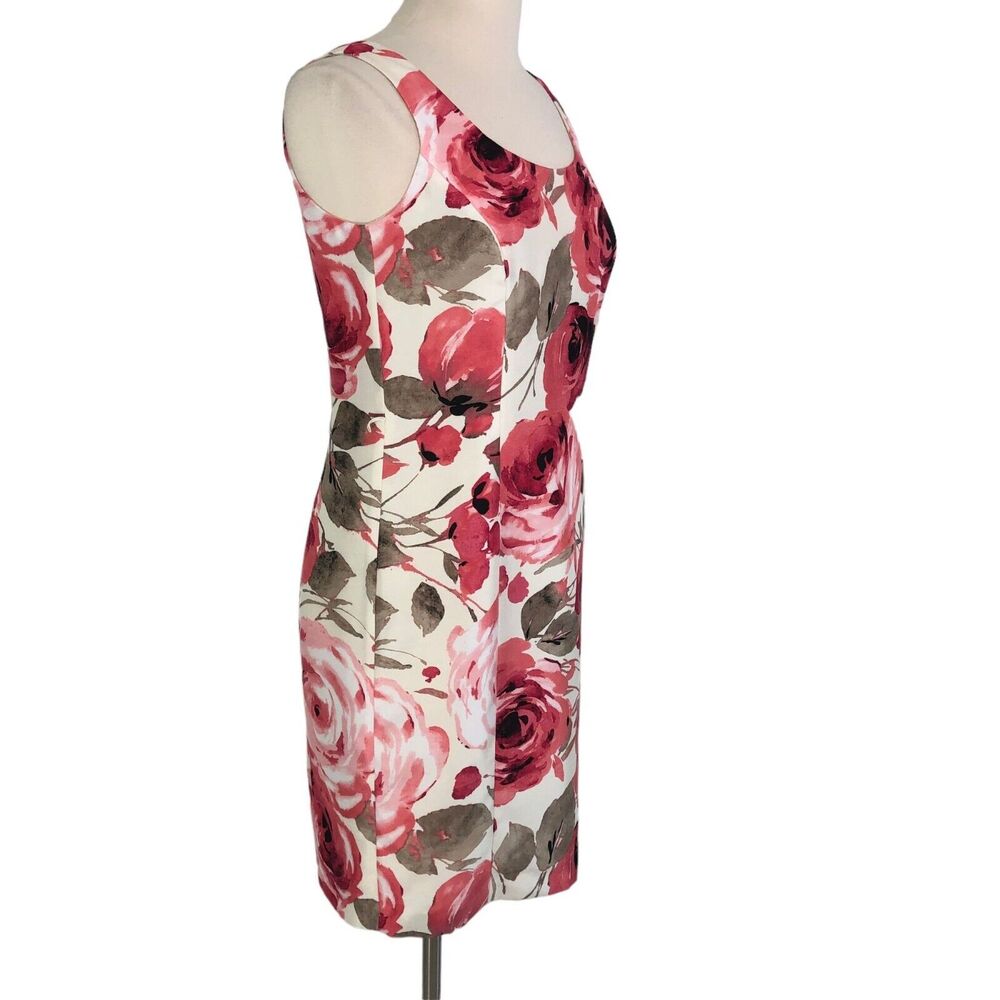 Alex Marie Career Sheath Dress Lined Knee Length Boat Neck Sleeveless 6P Floral - Picture 8 of 11